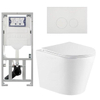 QeramiQ Dely Toiletset - 36.3x51.7cm - diepspoel - rimless - Geberit UP320 inbouwreservoir - met Burda frame - softclose toiletzitting - mat witte bedieningsplaat - ronde knoppen - mat wit SW804603