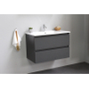 Adema Bella badmeubel met keramiek wastafel 1 kraangat 80x55x46cm Antraciet mat Flat Pack SW539007 Adema Bella badmeubel met keramiek wastafel 1 kraangat 80x55x46cm Antraciet mat Flat Pack SW539007
