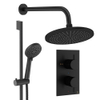 Crosswater MPRO Ensemble de douche pluie encastré - 2 leviers - pomme de douche 30 cm - douchette à main - barre de douche - bras mural - noir mat SW1472625