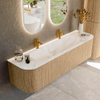 MONDIAZ KURVE-DLUX 170cm Meuble salle de bain avec module 25 G et D - couleur Oak - 1 tiroir - 2 portes - vasque BIG LARGE centre - 2 trous de robinet - couleur Frappe SW1137378