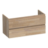 BRAUER Joy Meuble sous-lavabo - 100x46x50cm - 2 tiroirs softclose - sans poignées - 1 découpe pour siphon - chêne massif - chêne abouté gris SW393183