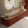 MONDIAZ KURVE-DLUX Meuble de salle de bains 170cm arrondi Gauche + Droite couleur Ruby avec 1 tiroir et 2 portes. Lavabo BIG LARGE Central sans trou de robinet Arena. SW1431522
