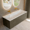 Mondiaz KURVE-DLUX Ensemble de meuble salle de bain - 120x46x40cm - 1 tiroir - lavabo en solid surface - milieu - sans trou de robinet - Shadow SW1414589
