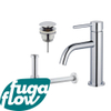 FugaFlow Eccelente Sobrado Slim Slim Kit mitigeur lavabo - robinet bas - bonde clic clac - siphon design - Chrome brillant SW1124346