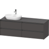 Duravit Ketho.2 Wastafelonderbouwkast - inclusief consoleplaat - met 4 laden - voor waskom links - 160x55x56.8cm - met handgrepen antraciet - grafiet mat SW772982