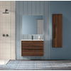 Adema Prime Essential Ensemble de meuble - 80x55x46cm - 1 vasque rectangulaire Blanc - 1 trou de robinet - 2 tiroirs - avec miroir rectangulaire - Noyer SW925089