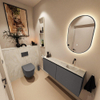 MONDIAZ TURE-DLUX Meuble toilette - 120cm - Dark Grey - EDEN - vasque Ostra - position droite - sans trou de robinet SW1104802