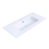 Arcqua Mira Inbouw Wastafel - 101x46x1.5cm - enkele wasbak - 1 kraangat - cast marble - mat wit SW1581380