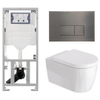 Duravit Me by starck Toiletset - inbouwreservoir met UP320 spoelmachine - softclose zitting - metaal bedieningsplaat - rechthoekige knoppen - metaal gunmetal SW1574306