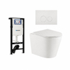 QeramiQ Dely Toiletset - 36.3x51.7cm - diepspoel - rimless - Geberit UP320 plieger inbouwreservoir - softclose toiletzitting - mat witte bedieningsplaat - ronde knoppen - mat wit SW1413235
