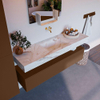Mondiaz ALAN-DLUX Ensemble de meuble - 150cm - meuble Rust mat - 1 tiroir - Lavabo Cloud Frappe suspendu - vasque Centre - 0 trous de robinet SW805471