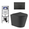 QeramiQ Dely Toiletset - 36.3x51.7cm - diepspoel - rimless - Geberit UP320 inbouwreservoir - met Burda frame - softclose toiletzitting - mat zwarte bedieningsplaat - ronde knoppen - zwart mat SW804616