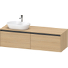 Duravit Ketho.2 Wastafelonderbouwkast - inclusief consoleplaat - met 2 laden - voor waskom links - 160x55x45.9cm - met handgrepen antraciet - natuur eiken mat SW772253