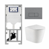 QeramiQ Dely Toiletset - 36.3x51.7cm - diepspoel - rimless - Geberit UP320 inbouwreservoir - met Burda frame - softclose toiletzitting - bedieningsplaat licht grijs - rechthoekige knoppen - mat wit SW1164343