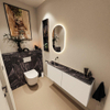 MONDIAZ TURE-DLUX Meuble toilette - 120cm - Talc - EDEN - vasque Lava - position gauche - sans trou de robinet SW1103628