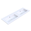 Arcqua Mira Lavabo encastré - 141x46x1.5cm - double vasque - sans trou de robinet - marbre de synthèse - blanc mat SW1581369