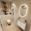 MONDIAZ TURE-DLUX 60cm toiletmeubel Talc. EDEN wastafel Ostra positie links. Met 1 kraangat. SW1104689