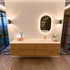 Mondiaz CIRO-DLUX Meuble de salle de bains - 190x45x50cm - Plan vasque solid surface Nata - 1 lavabo à droite - 1 trou de robinetterie - 4 tiroirs - Chêne SW1531480