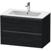 Duravit Ketho 2 meuble sous-lavabo avec 2 tiroirs 81x48x55cm avec poignées chêne anthracite noir mat SW772853