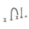 Grohe Atrio Partie de finition pour robinet bain sur gorge 5 trous avec inverseur, douchette et flexible 200cm avec poignées croix Supersteel SW225254 Grohe Atrio Partie de finition pour robinet bain sur gorge 5 trous avec inverseur, douchette et flexible 200cm avec poignées croix Supersteel SW225254