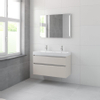 Bruynzeel Pinto badmeubelset 65.3x100x46cm 2 kraangaten 2 wasbakken 2 lades met spiegel met softclose composite kasjmier grijs SW384863 Bruynzeel Pinto badmeubelset 65.3x100x46cm 2 kraangaten 2 wasbakken 2 lades met spiegel met softclose composite kasjmier grijs SW384863