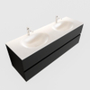 MONDIAZ VICA Ensemble de meuble salle de bain - 150cm - 2 tiroirs - lavabo Moon double - 2 trous de robinet - solid surface urban SW410182