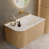 MONDIAZ KURVE-DLUX 85cm Meuble salle de bain avec module 25 G - couleur Oak - 1 tiroir - 1 porte - vasque CLOUD droite - sans trou de robinet - couleur Opalo SW1137513