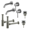 FugaFlow Eccelente Sobrado Kit robinet lavabo - pour double vasque - robinet rehaussé - bonde clic clac - siphon design - PVD SW1125329