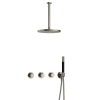 Hotbath Cobber IBS70 Ensemble de douche pluie encastré - bras plafond de 30 cm - douche principale ronde de 30 cm - douchette à main - nickel brossé SW677995