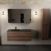 Mondiaz AIVY Ensemble de meuble - 120x45x50cm - 1 trou de robinet - 1 vasque Urban Solid surface - Gauche - 2 tiroirs - avec armoire de toilette - Melamine Mocha SW892260
