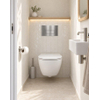 Pack WC QeramiQ Dely Swirl Compact - réservoir encastrable Geberit UP320 - avec bâti-support Burda - abattant slim - plaque de commande en métal inox - boutons rectangulaires - blanc mat SW1595638