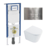 QeramiQ Dely Toiletset - 36.3x51.7cm - diepspoel - rimless - Geberit UP720 inbouwreservoir - softclose toilet zitting - 35mm - steel bedieningsplaat - rechthoekige knoppen - met Burda frame - glans wit SW1428170