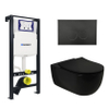 Plieger Kansas Ensemble WC - réservoir encastré UP320 - WC suspendu - abattant slim - softclose - plaque de commande noire mate - boutons ronds - noir mat SW1223031