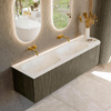 Mondiaz KURVE-DLUX Ensemble de meuble de salle de bains - 165x46x40cm - 2 tiroirs - 1 porte - vasque solid surface - double / gauche - sans trou de robinet - Shadow SW1414097