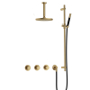 Hotbath Cobber IBS70 Regendoucheset - inbouw - 15cm plafondarm - 20cm ronde hoofddouche - staafhanddouche - glijstang - geborsteld messing goud SW677651