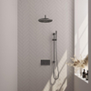 BRAUER gunmetal Edition Douche de pluie thermostatique encastrée - boutons-poussoirs - SET 64 - pomme de douche 30cm - bras mural courbé - douchette barre - flexible de douche - barre de douche intégrée - gunmetal brossé PVD SW925723