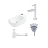 Fugaflow Efficiente Pietra Ensemble de fontaine - 40x21,5x12cm - droite - lisse - demi-rond - 1 trou de robinet - céramique - robinet de fontaine blanc mat - bouchon de vidange - siphon abaissé - blanc mat SW1442359