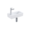 QeramiQ Fuente pack lave-mains – 37,5 x 18,5 x 9 cm – céramique blanc brillant – perçage à gauche – robinet chromé SW1232718