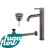 FugaFlow Eccelente Sobrado Kit mitigeur lavabo - robinet rehaussé - bonde nonobturable - siphon design - PVD Gunmetal SW1124197