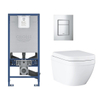 Grohe Rapid SLX Pack de toilette avec réservoir encastrable, cuvette suspendu en céramique et plaque de commande small chrome SW489916