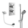 Crosswater MPRO Ensemble de douchette - 2 poignées - vidage de baignoire - douchette à main - barre de douche - chrome SW1472635