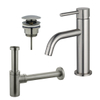 Fortifura Calvi Slim Kit mitigeur lavabo - robinet bas - bonde clic clac - siphon design - PVD Inox brossé SW915272
