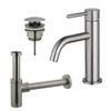 FortiFura Calvi Slim Kit mitigeur lavabo - robinet bas - bonde clic clac - siphon design - PVD Inox brossé SW915272