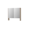 INK SPK3 Armoire de toilette miroir - 80x14x74cm - 2 portes - miroir double face - tablette ouverte - interrupteur et prise de courant - MFC Chêne ivoire SW798226
