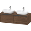 Duravit Ketho 2 meuble sous-lavabo avec plan console avec 2 tiroirs pour vasques à poser doubles 140x55x45.9cm avec poignées noyer foncé mat anthracite SW772721