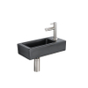 QeramiQ Fuente pack lave-mains – 37,5 x 18,5 x 9 cm – céramique noir mat – perçage à droite – robinet inox brossé SW1232748