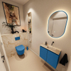 MONDIAZ TURE-DLUX meuble de toilette 60cm Jeans. EDEN lavabo Frappe position droite. Sans trou de robinet. SW1102823