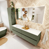 Mondiaz VICA Ensemble meuble de salle de bains - 170cm - army - 4 tiroirs - Lavabo MOON - gauche - sans trou de robinet - couleur talc - Version XL 60cm de haut SW1189222