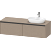 Duravit Ketho.2 Wastafelonderbouwkast - inclusief consoleplaat - met 2 laden - voor waskom rechts - 160x55x45.9cm - met handgrepen antraciet - linnen mat SW772457