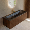 MONDIAZ KURVE-DLUX 120cm Meuble salle de bain - couleur Walnut - 1 tiroir - vasque BIG LARGE centre - 1 trou de robinet - couleur Lava SW1137257
